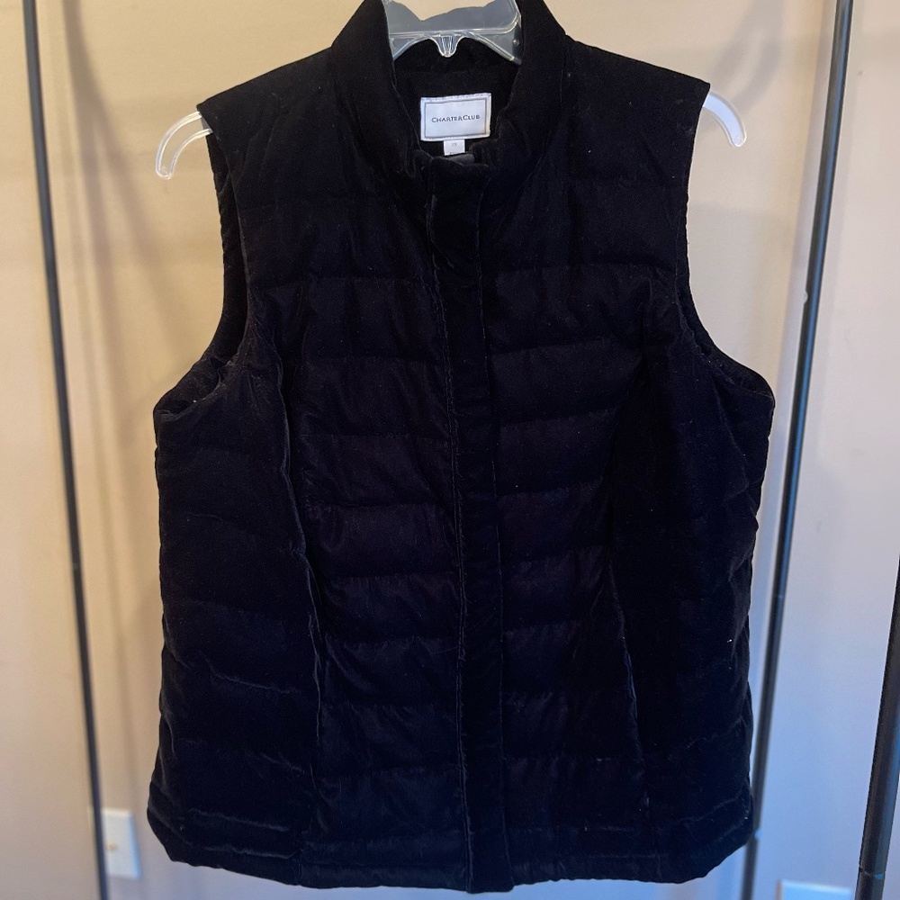 Charter Club Black Velvet Puffer Vest